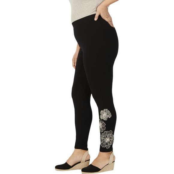 Style & Co. Embroidered Floral Leggings - Picture 1 of 9